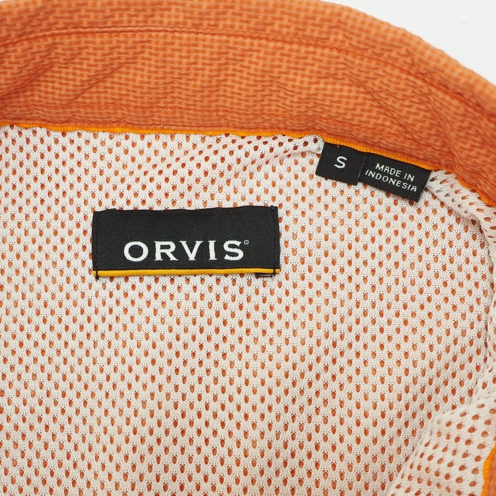 Orvis Angler Open Air Caster Fishing Button Down Shirt Mens Small Orange Vented - Picture 4 of 4